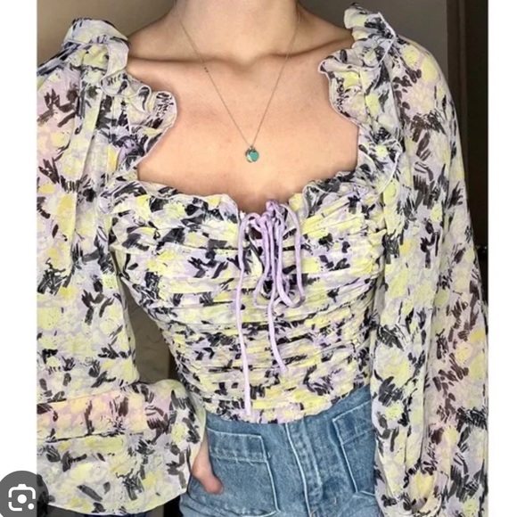 Free people mabel printed blouse